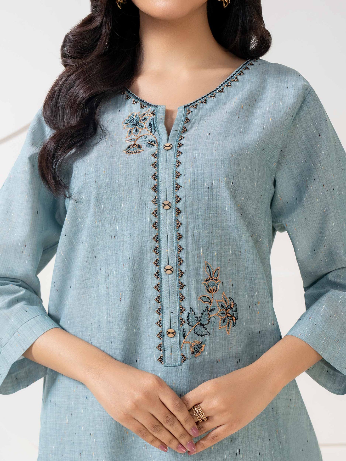 2 Piece Yarn Dyed Suit-Embroidered (Pret)