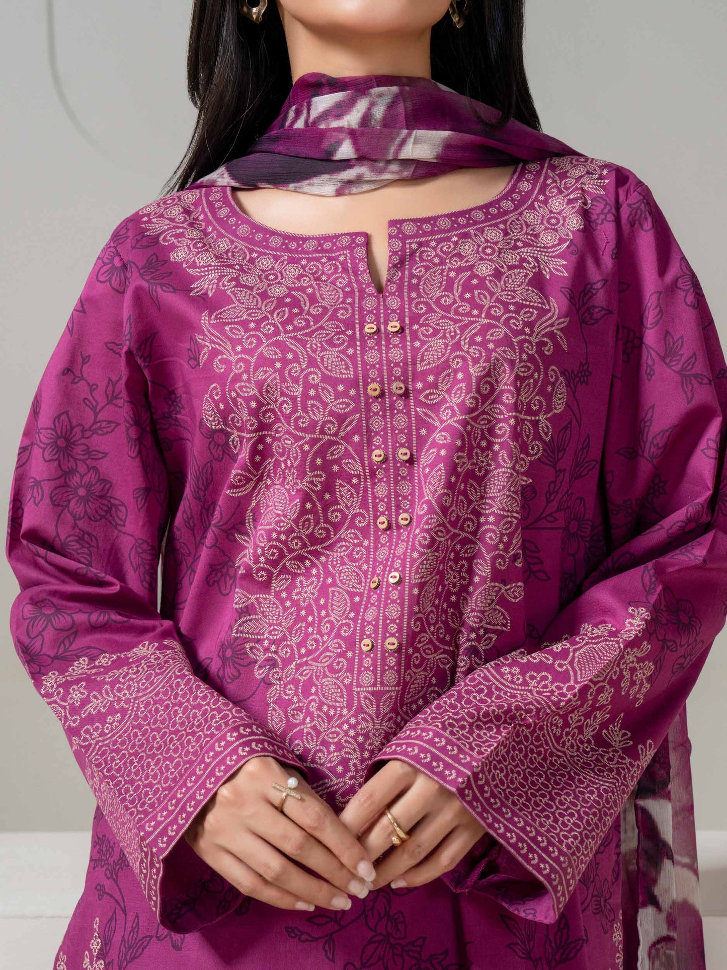3 Piece Lawn Suit-Paste-Print (Pret)
