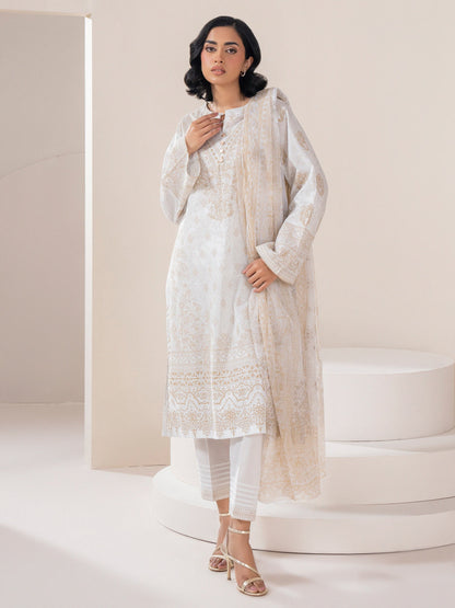 3 Piece Lawn Suit-Paste-Print (Pret)