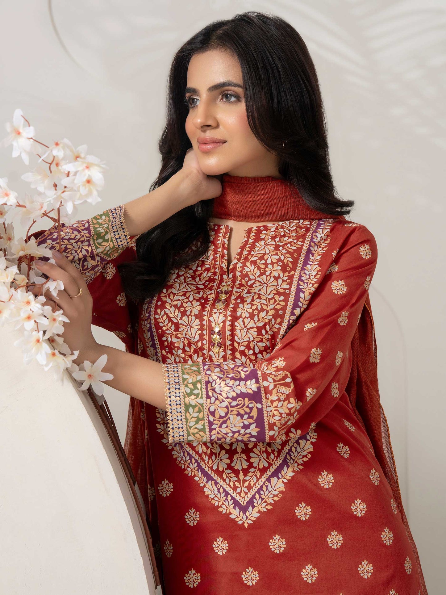 3 Piece Lawn Suit-Paste Print  (Pret)