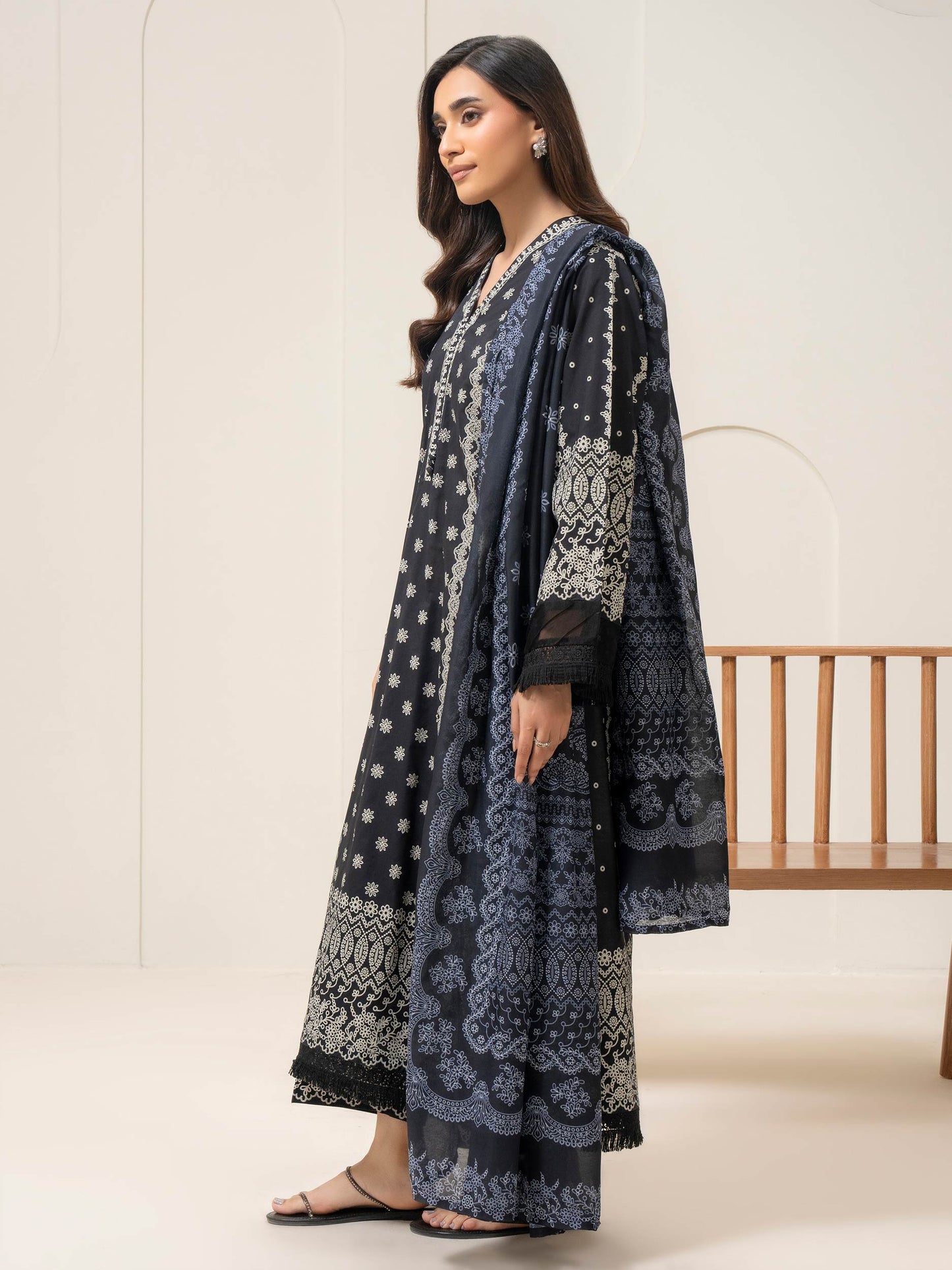 3 Piece Lawn Suit-Paste-Print (Pret)