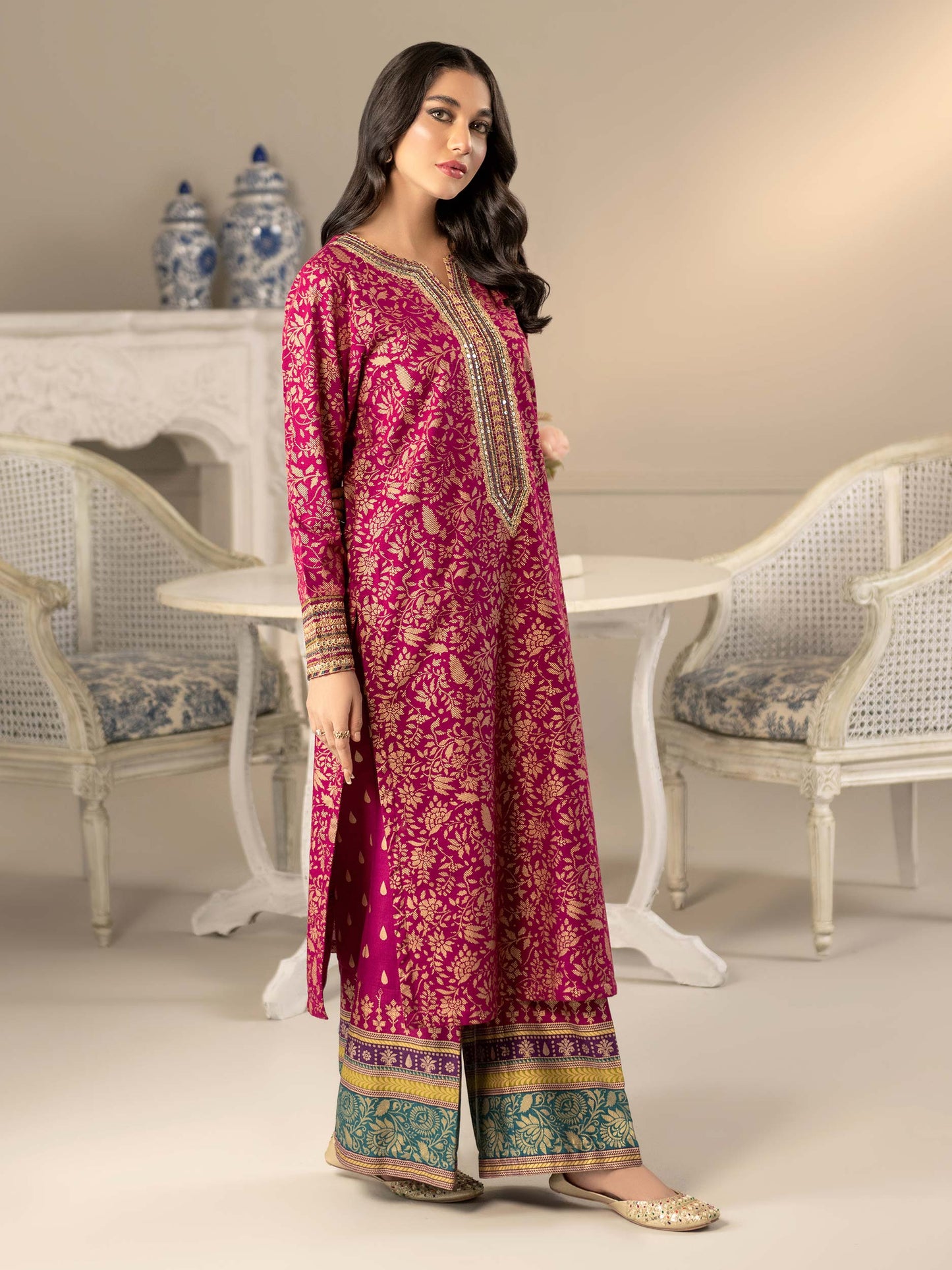 2 Piece Khaddar Suit-Embroidered(Unstitched)