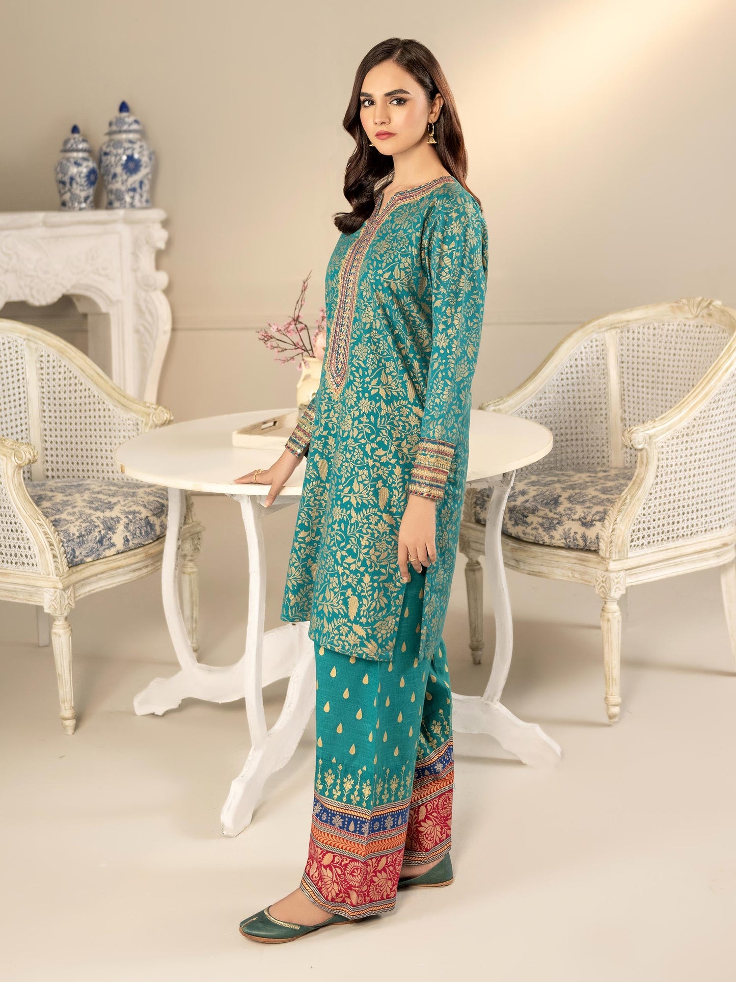 2 Piece Khaddar Suit-Embroidered(Unstitched)