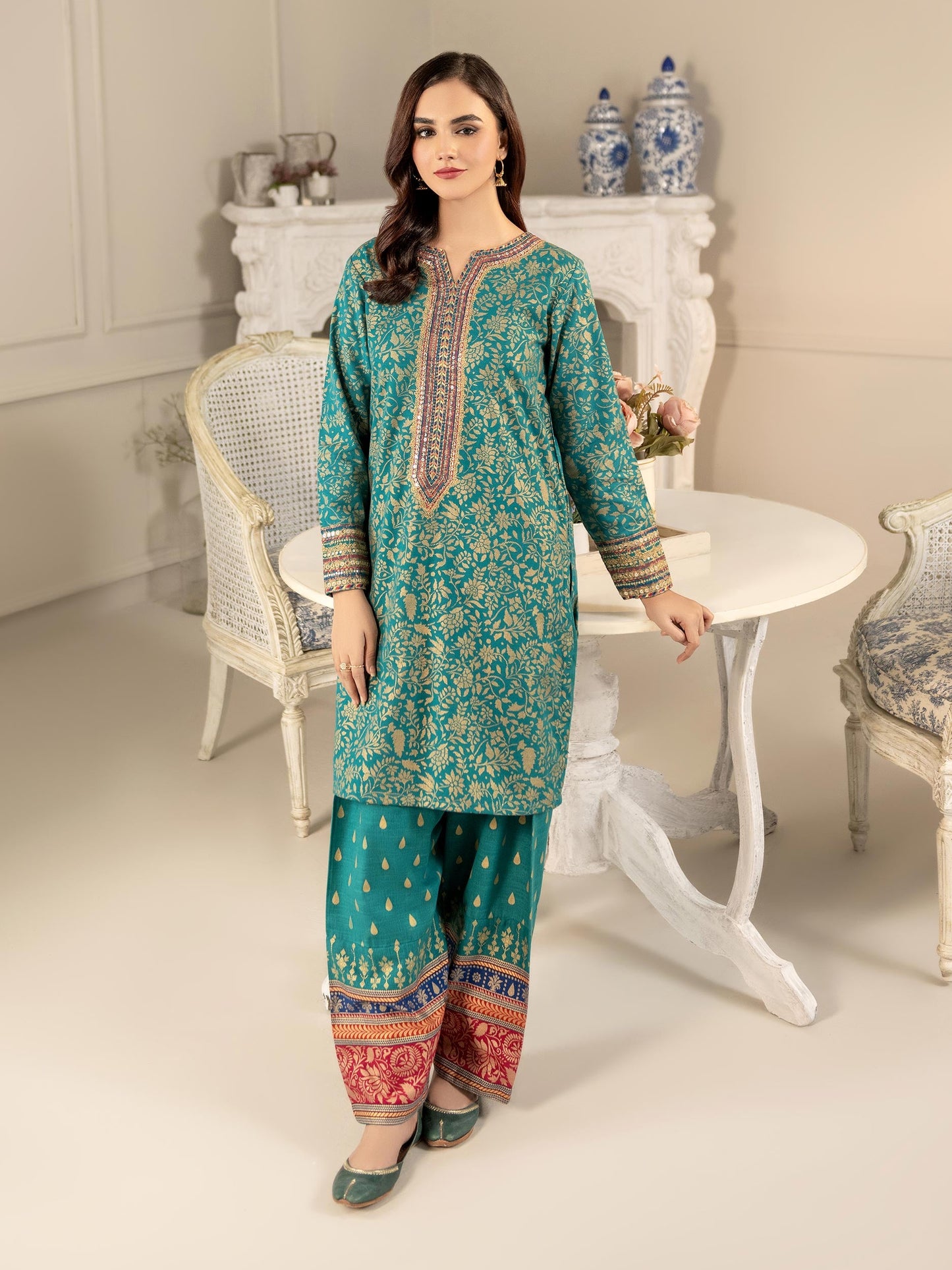 2 Piece Khaddar Suit-Embroidered(Unstitched)