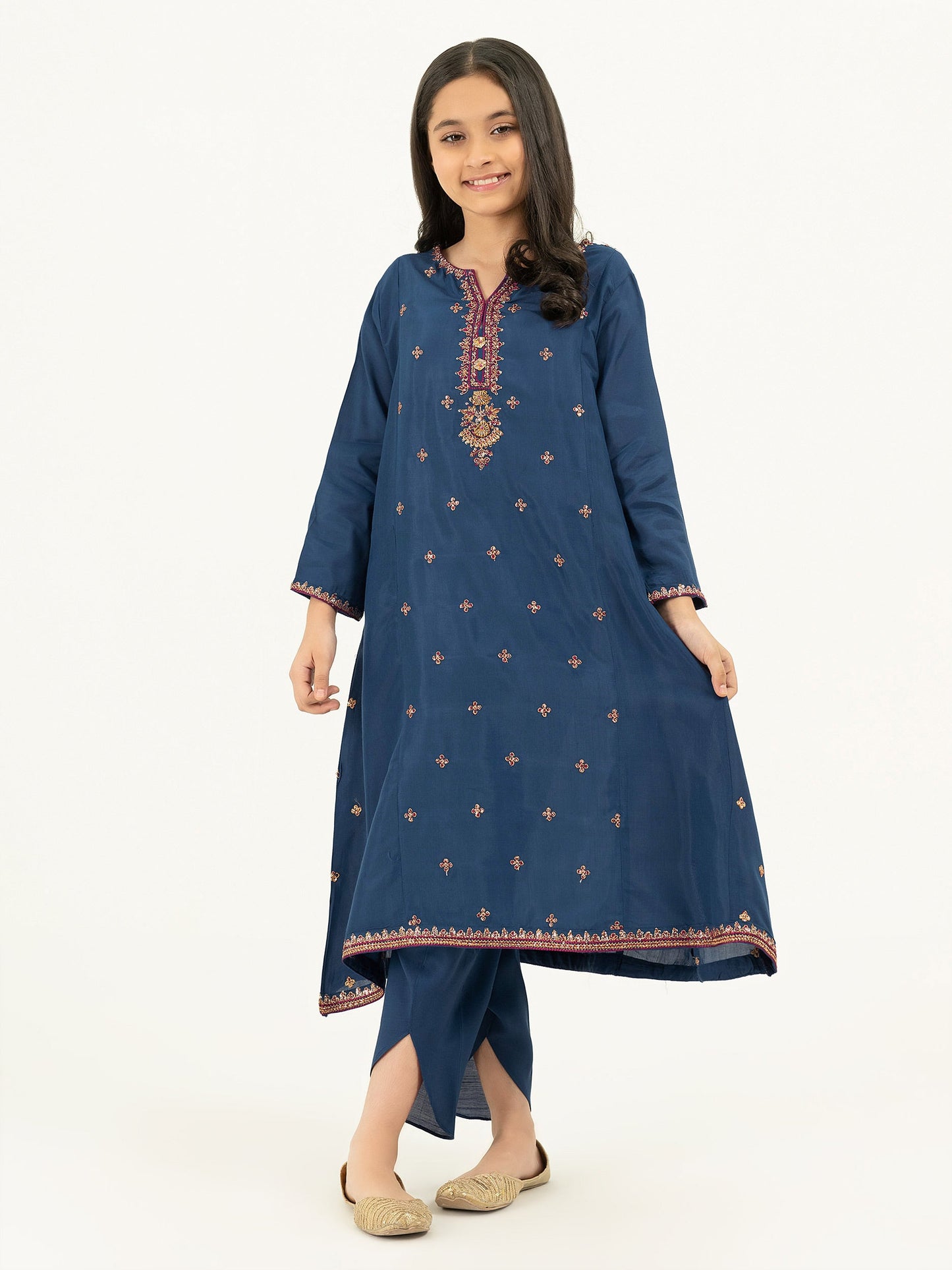 2 Piece Raw Silk Suit-Embellished (Pret)