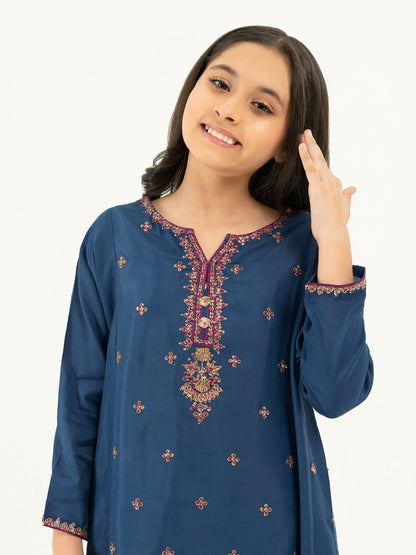 2 Piece Raw Silk Suit-Embellished (Pret)