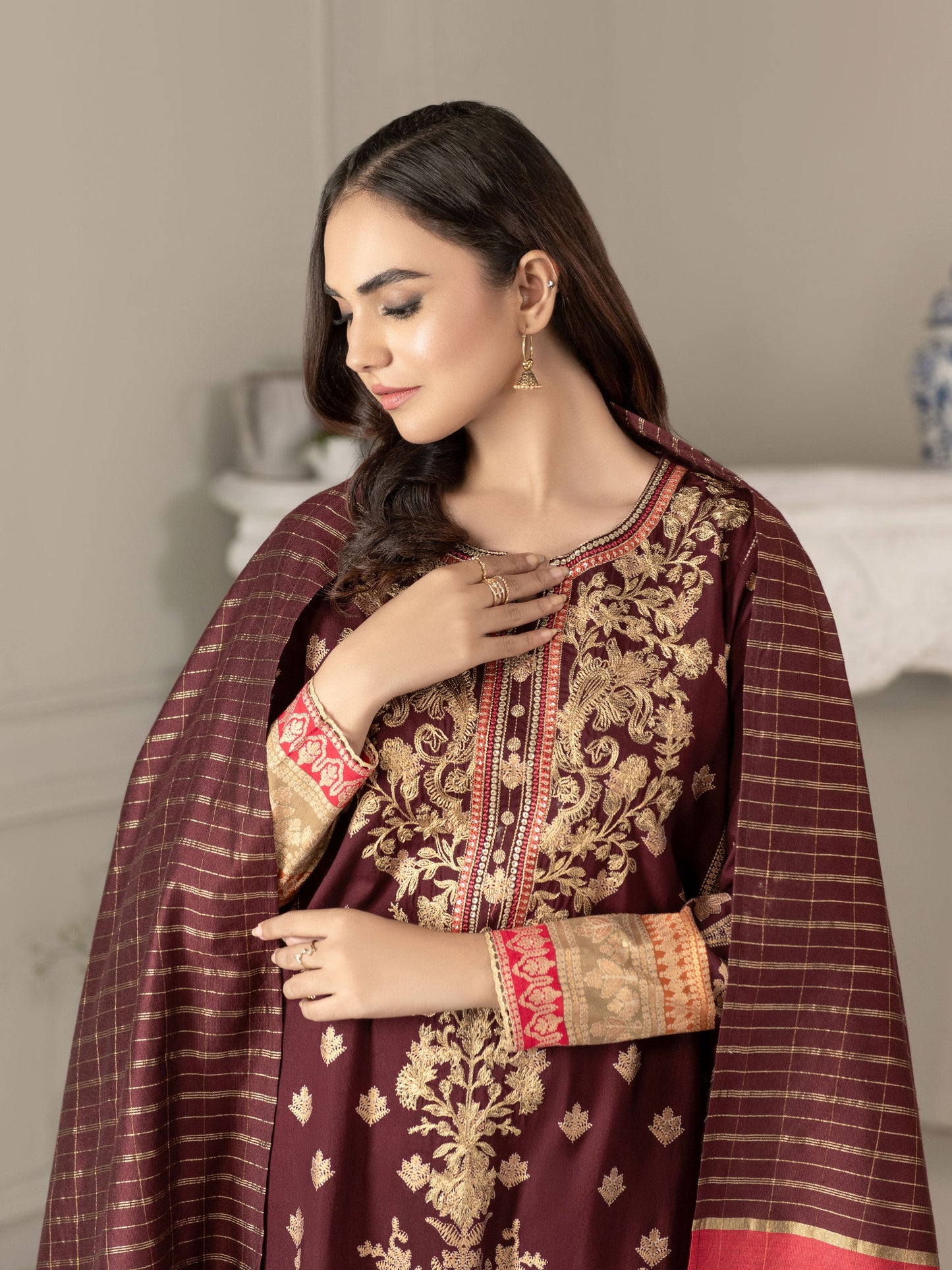 2 Piece Winter Cotton Suit-Embroidered(Unstitched)