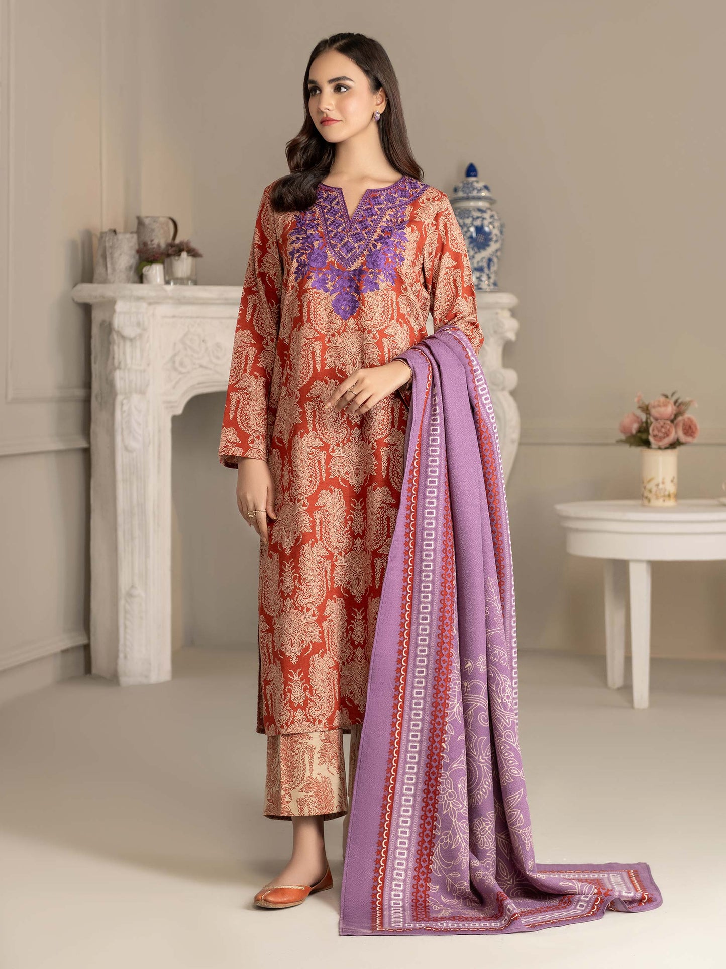 3 Piece Khaddar Suit-Embroidered(Unstitched)