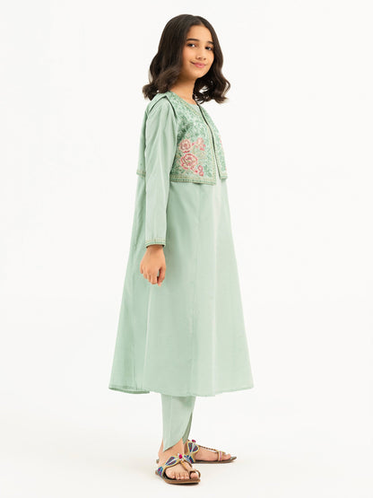 2 Piece Raw Silk Suit-Embroidered (Pret)