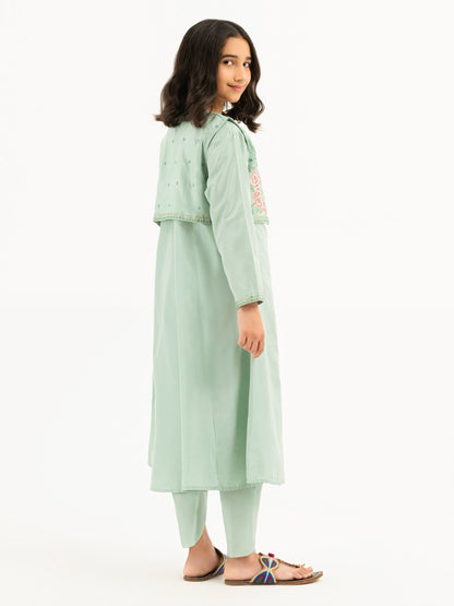 2 Piece Raw Silk Suit-Embroidered (Pret)