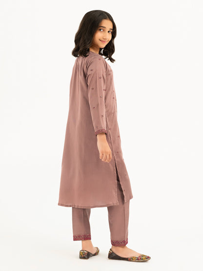 2 Piece Raw Silk Suit-Embroidered (Pret)
