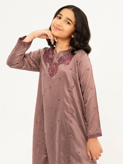 2 Piece Raw Silk Suit-Embroidered (Pret)
