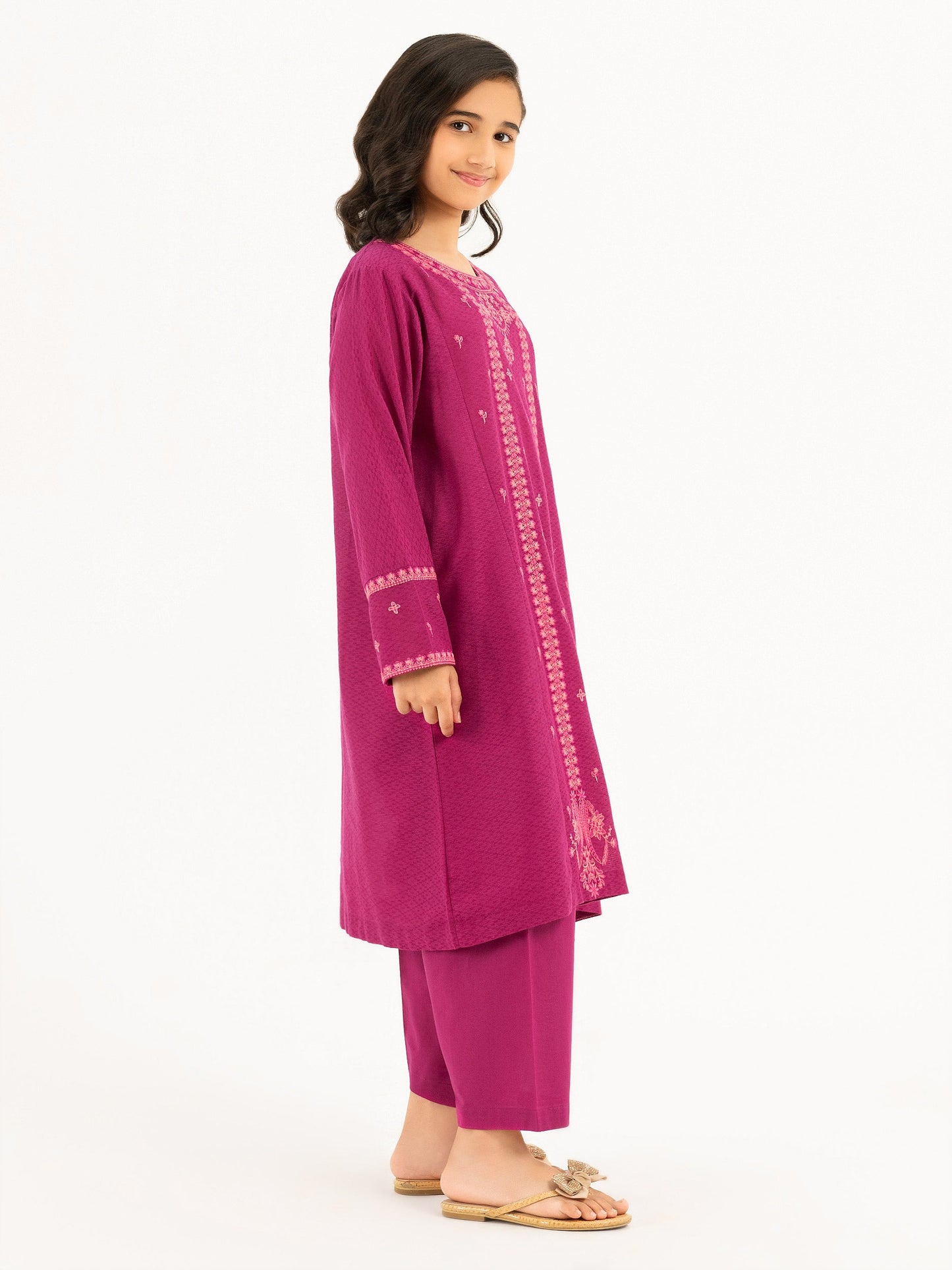 2 Piece Textured Lawn Suit-Embroidered (Pret)