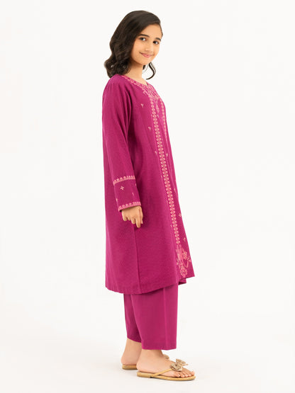2 Piece Textured Lawn Suit-Embroidered (Pret)
