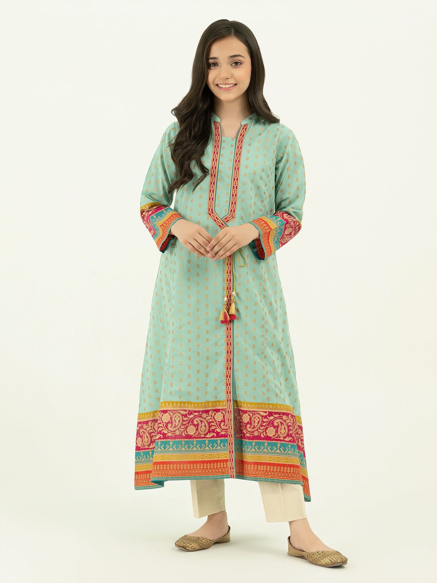 Lawn Shirt- Gold Paste Print