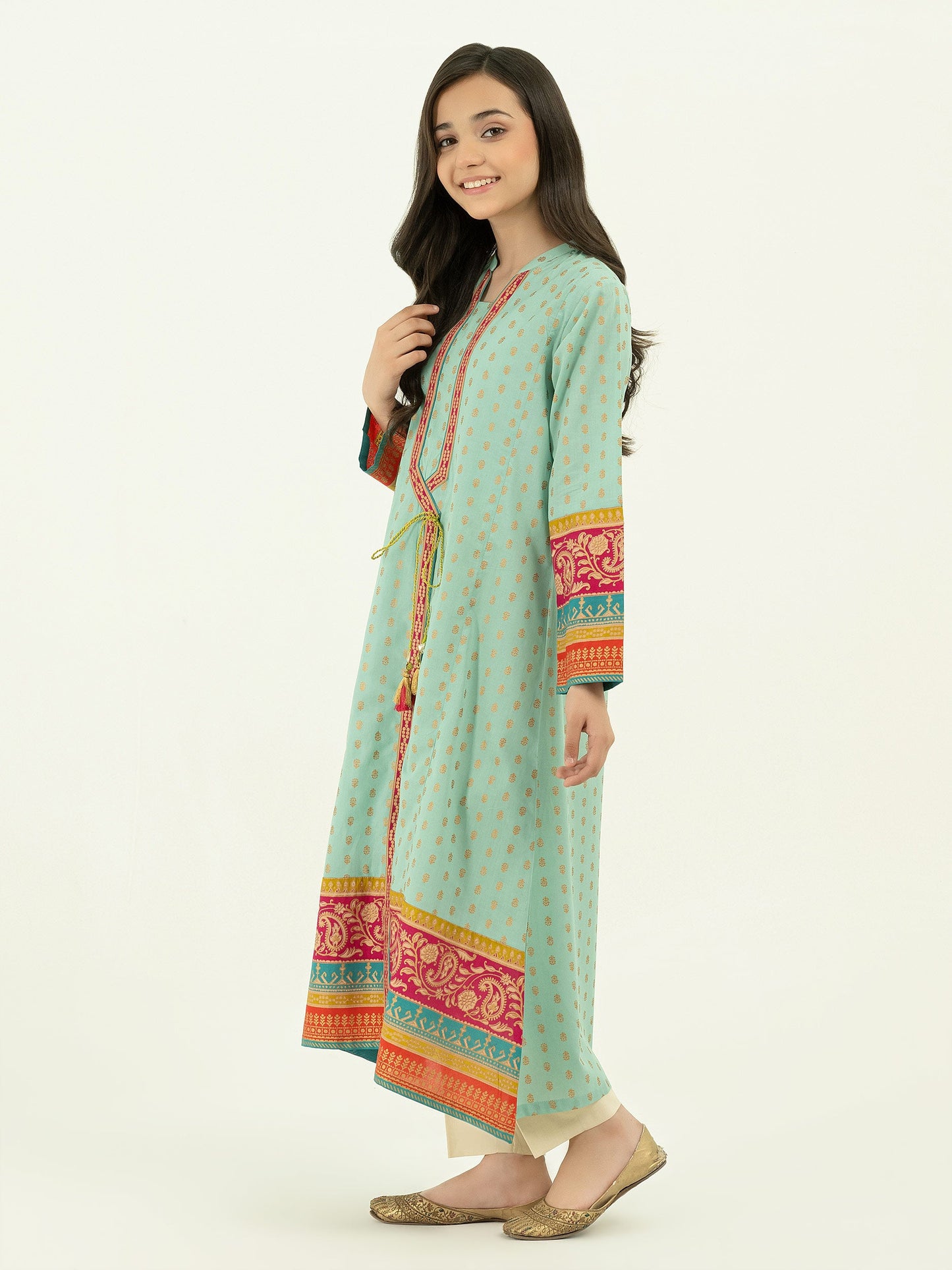 Lawn Shirt- Gold Paste Print