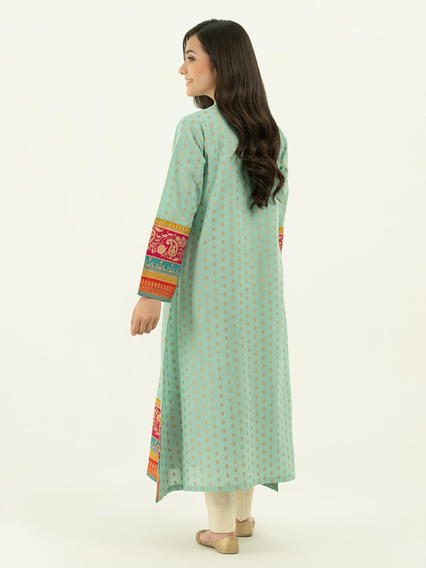 Lawn Shirt- Gold Paste Print