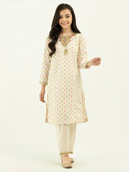 2 Piece Jacquard Suit-Embroidered (Pret)