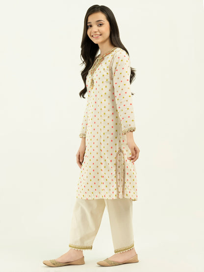 2 Piece Jacquard Suit-Embroidered (Pret)