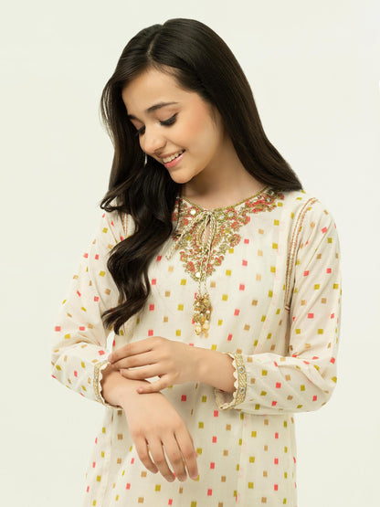 2 Piece Jacquard Suit-Embroidered (Pret)