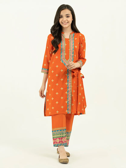2 Piece Lawn Suit-Gold Paste Print (Pret)