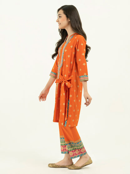 2 Piece Lawn Suit-Gold Paste Print (Pret)
