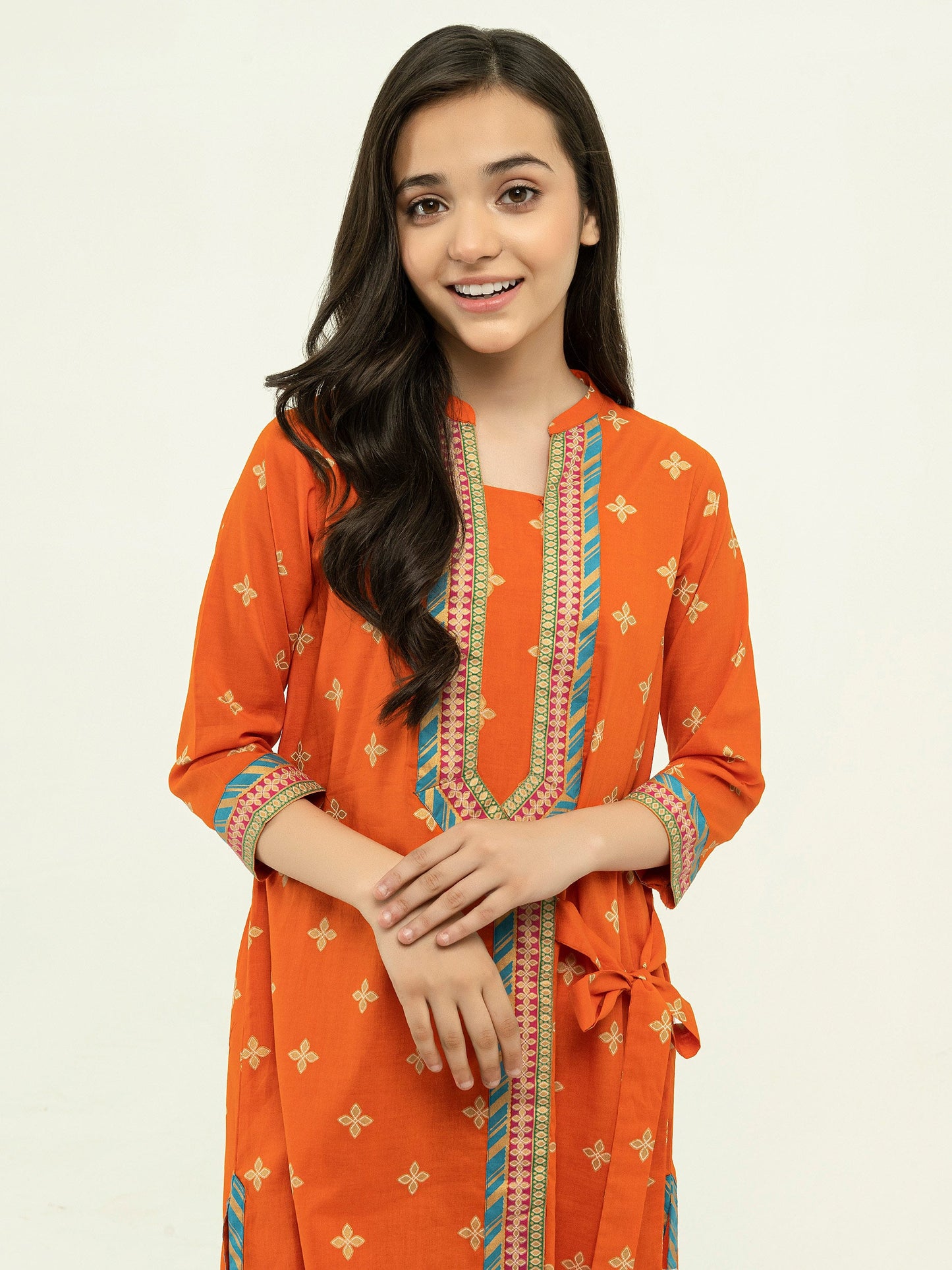 2 Piece Lawn Suit-Gold Paste Print (Pret)