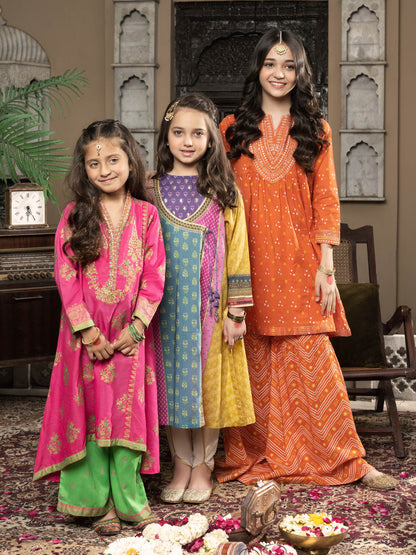 2 Piece Lawn Suit-Gold Paste Print (Pret)