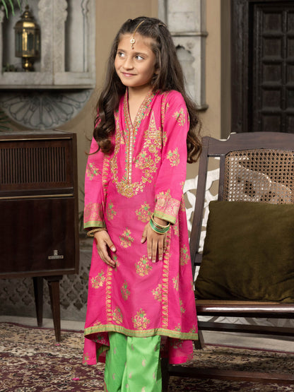 2 Piece Lawn Suit-Gold Paste Print (Pret)