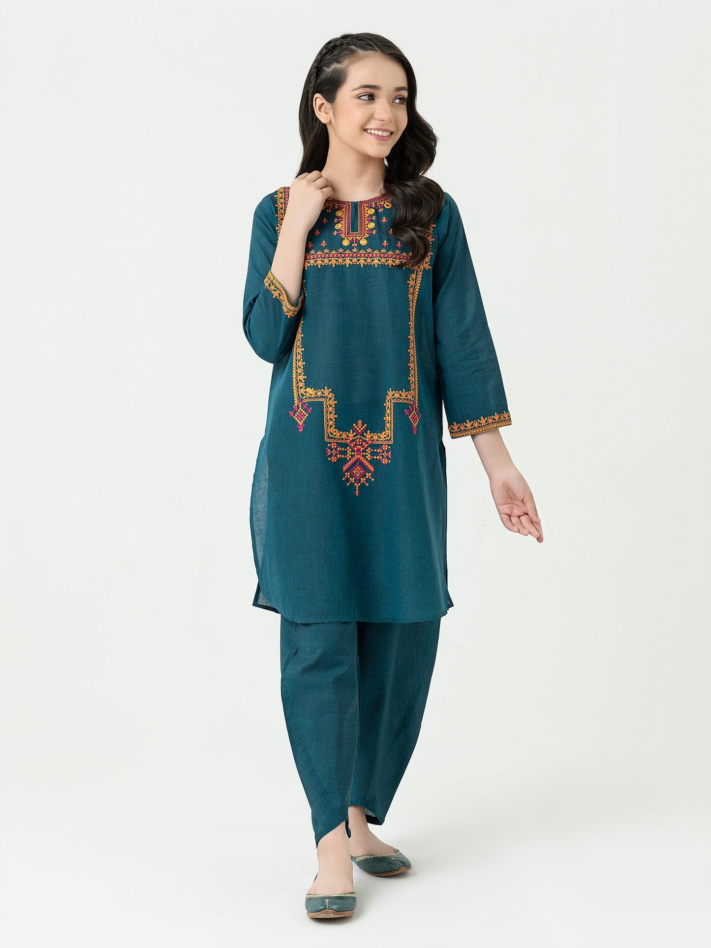 2 Piece Yarn Dyed Suit-Embroidered (Pret)