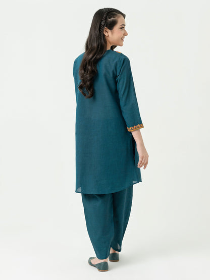2 Piece Yarn Dyed Suit-Embroidered (Pret)
