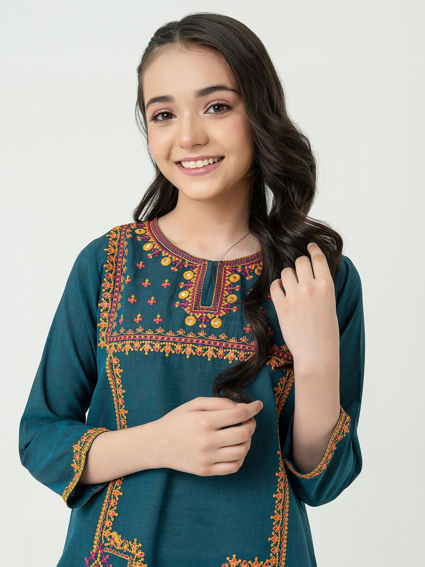 2 Piece Yarn Dyed Suit-Embroidered (Pret)