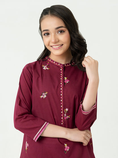 2 Piece Cambric Suit-Embroidered (Pret)