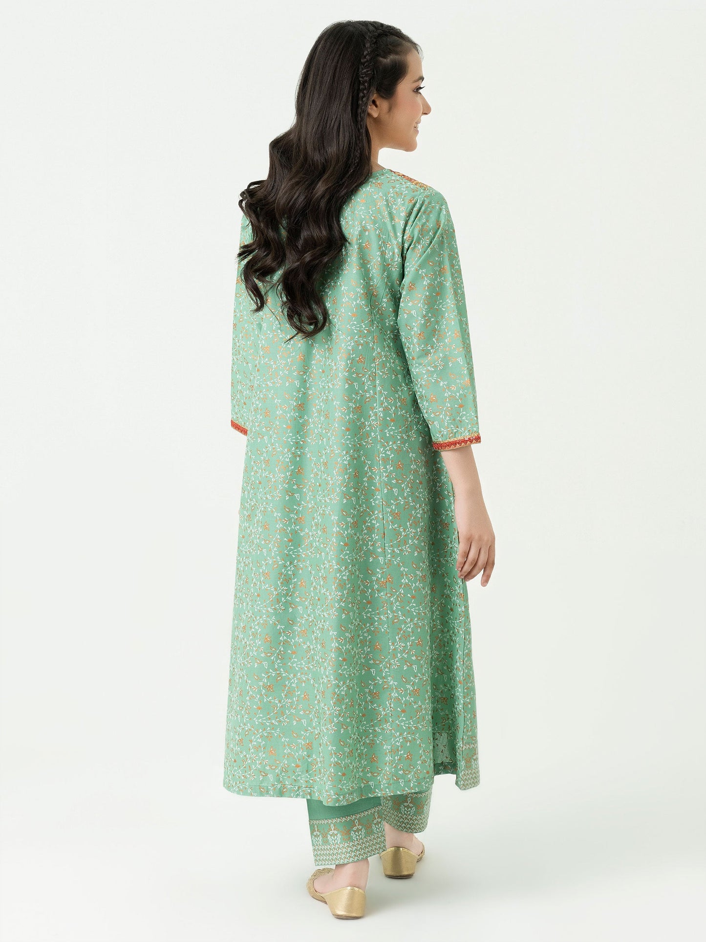2 Piece Lawn Suit-Gold Paste Print (Pret)