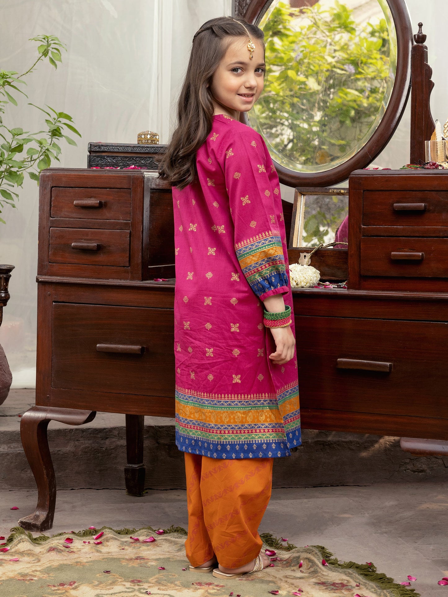 2 Piece Lawn Suit-Gold Paste Print (Pret)