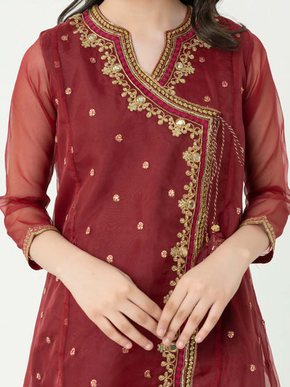 2 Piece Organza Suit-Embroidered (Pret)