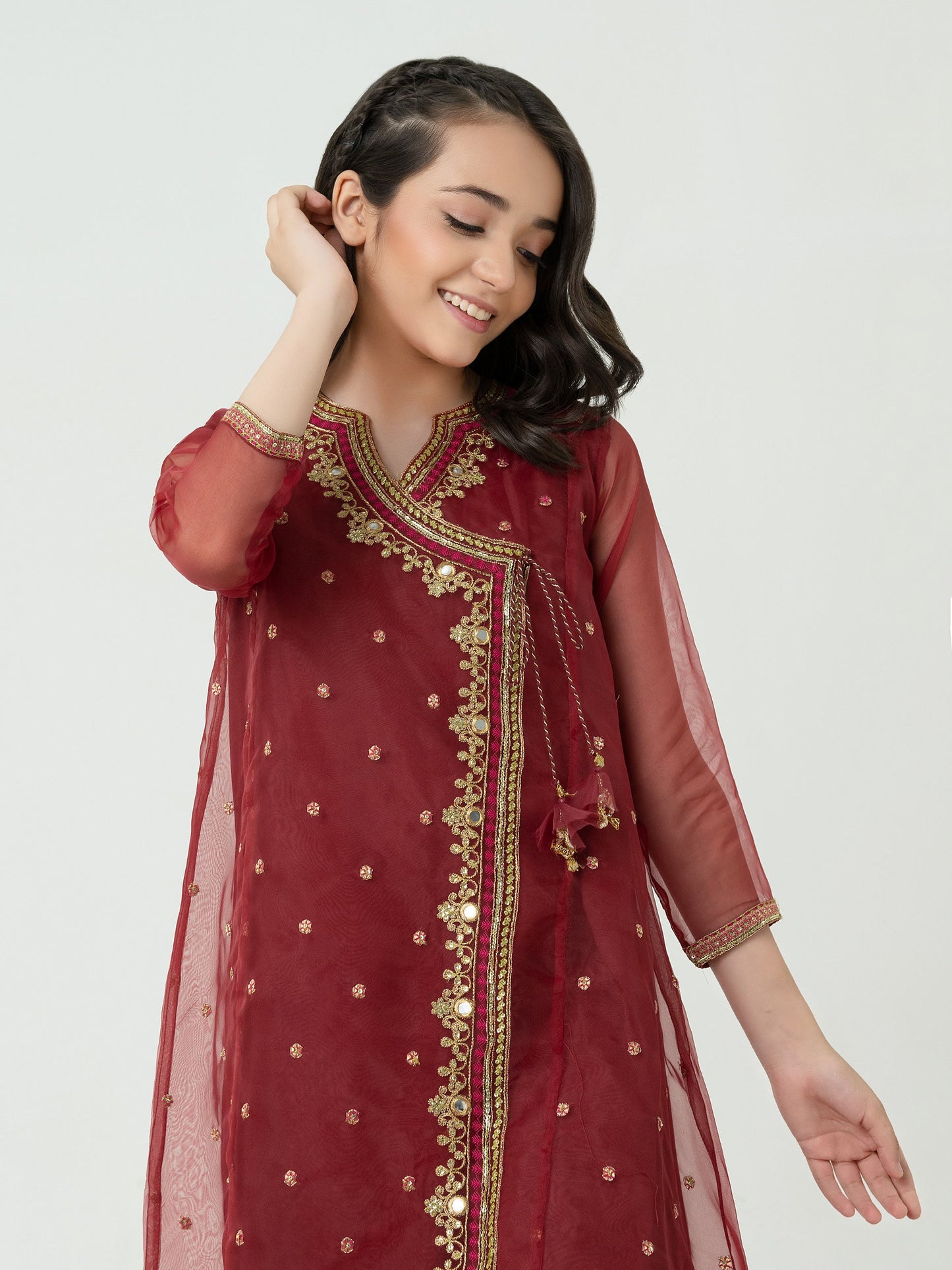 2 Piece Organza Suit-Embroidered (Pret)