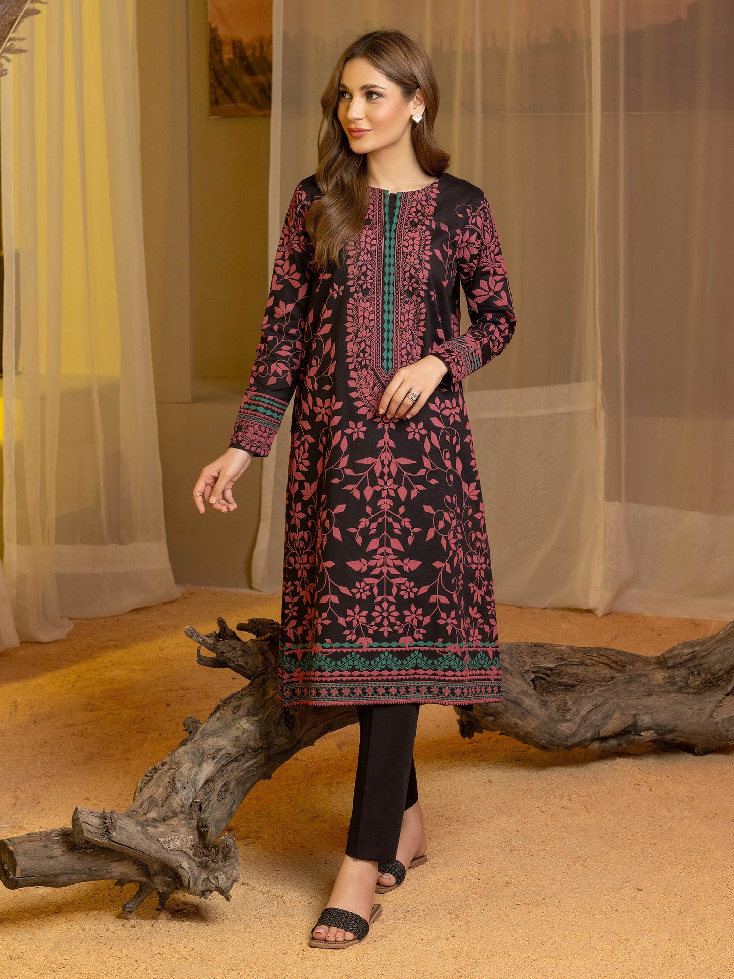 2 Piece Winter Cotton Suit-Paste Print(Unstitched)