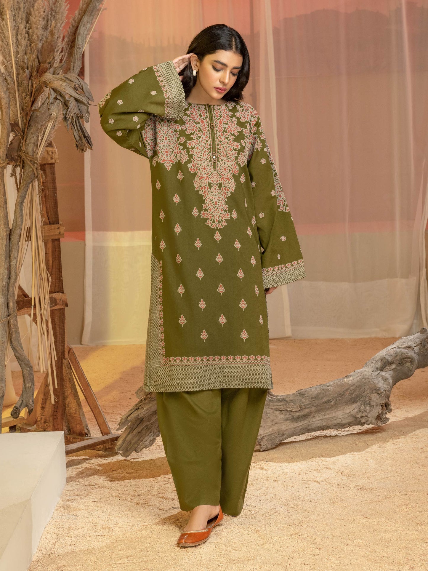 2 Piece Khaddar Suit-Printed(Unstitched)