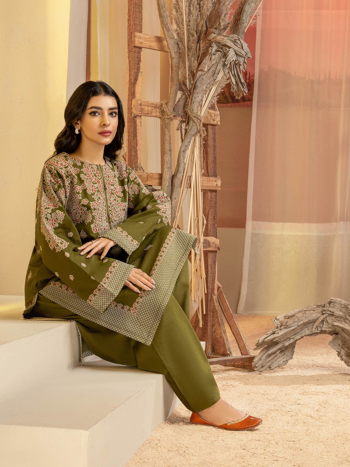2 Piece Khaddar Suit-Printed(Unstitched)
