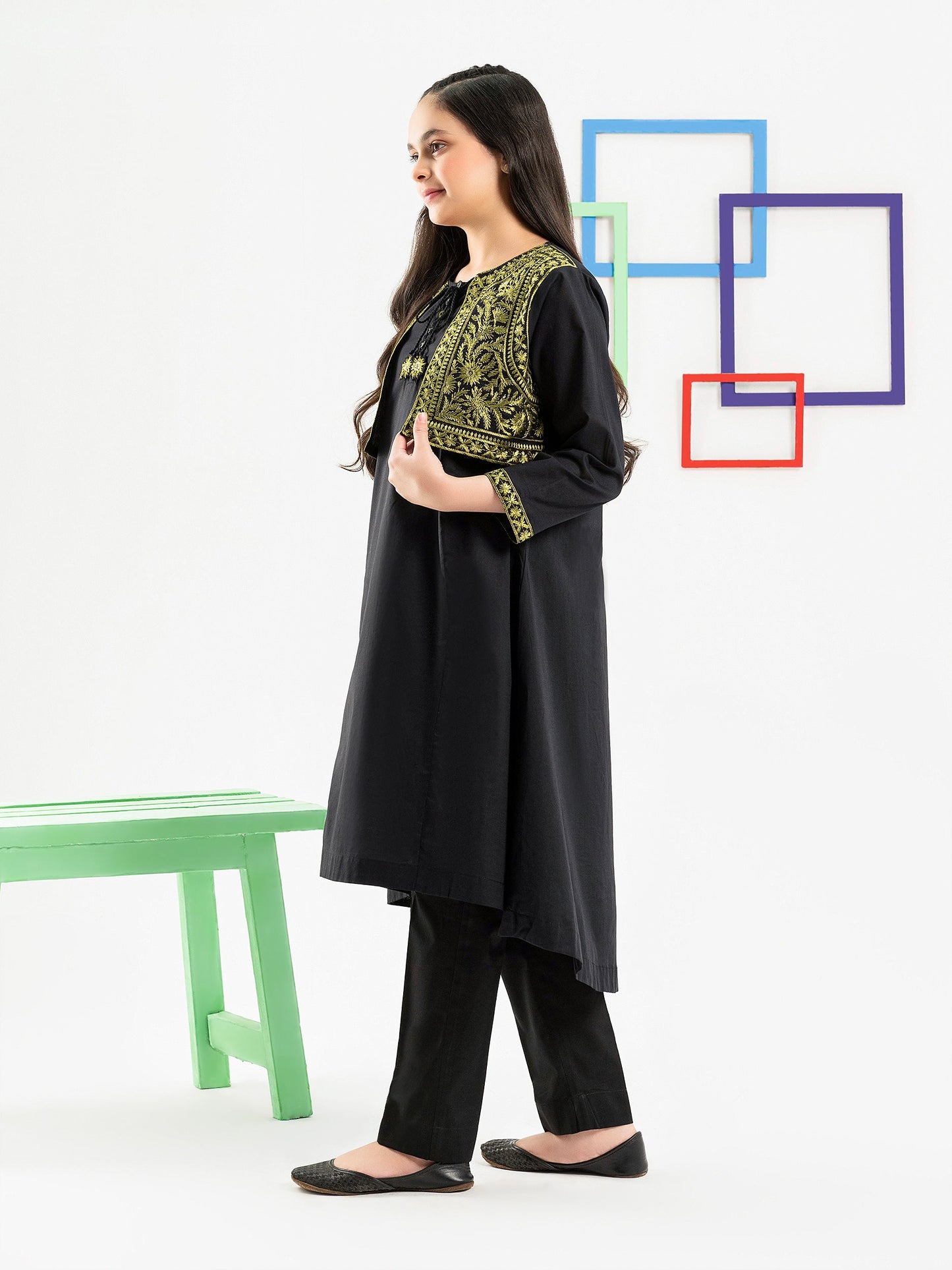 Cambric Shirt with Bolero-Embroidered