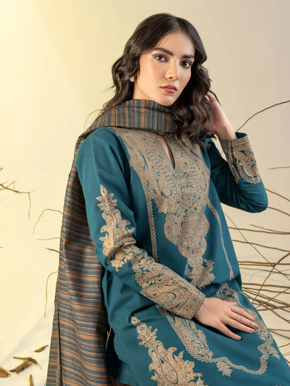3 Piece Slub Khaddar Suit-Paste Print(Unstitched)