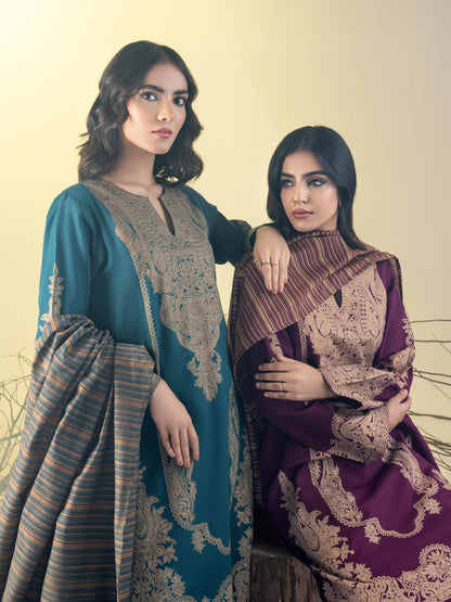 3 Piece Slub Khaddar Suit-Paste Print(Unstitched)