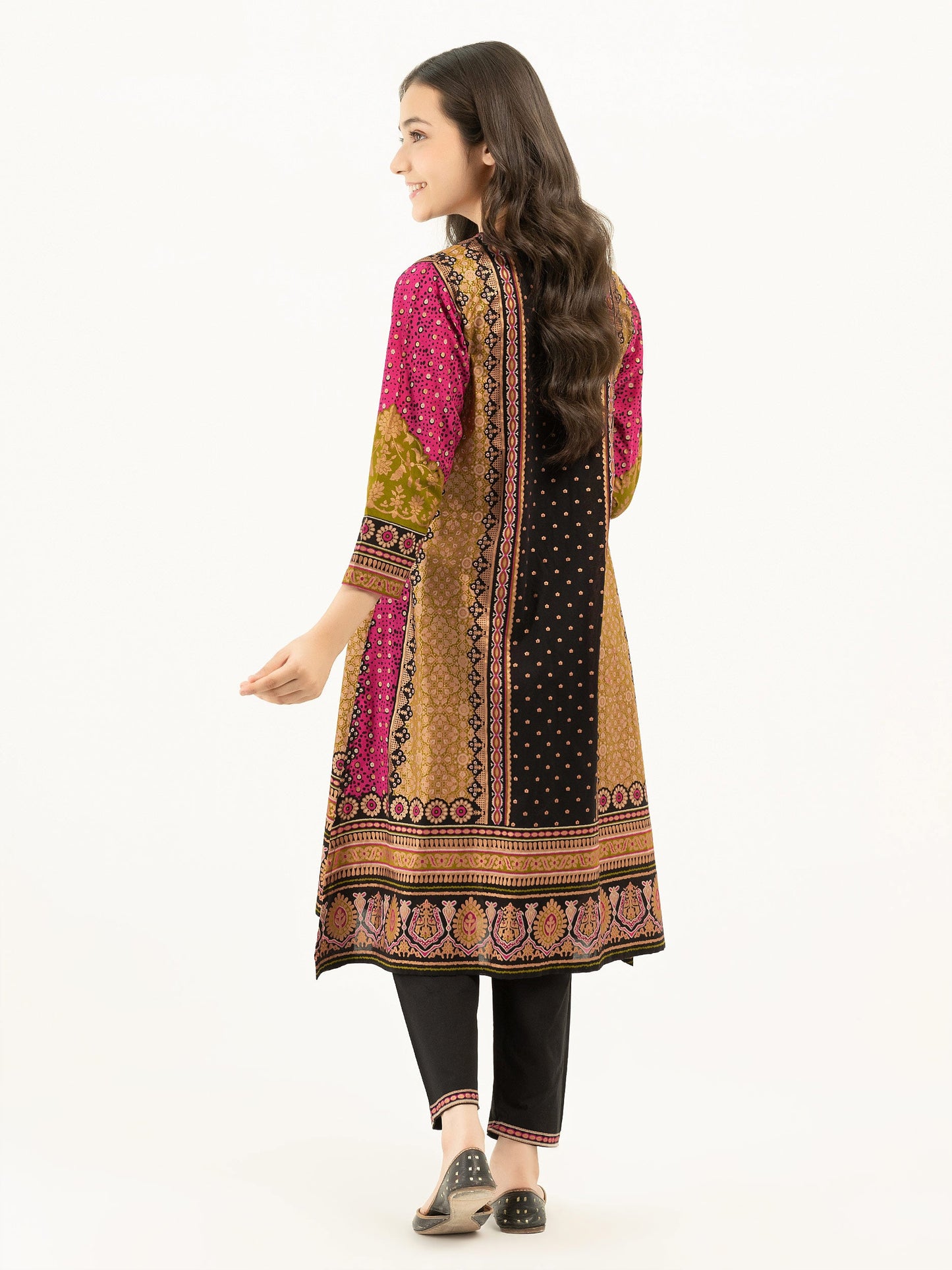 2 Piece Lawn Suit-Gold Paste Print (Pret)