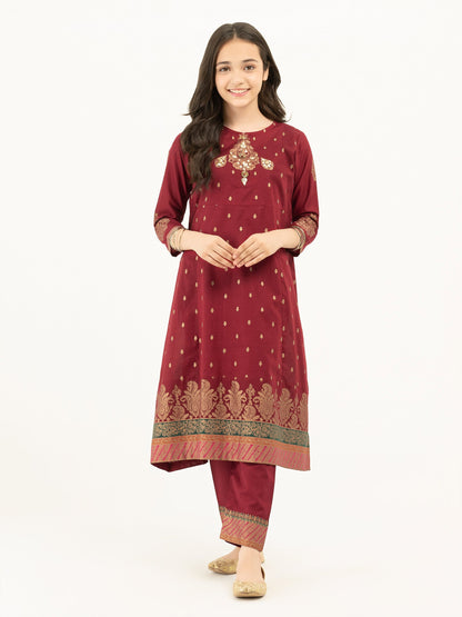 2 Piece Lawn Suit-Gold Paste Print (Pret)