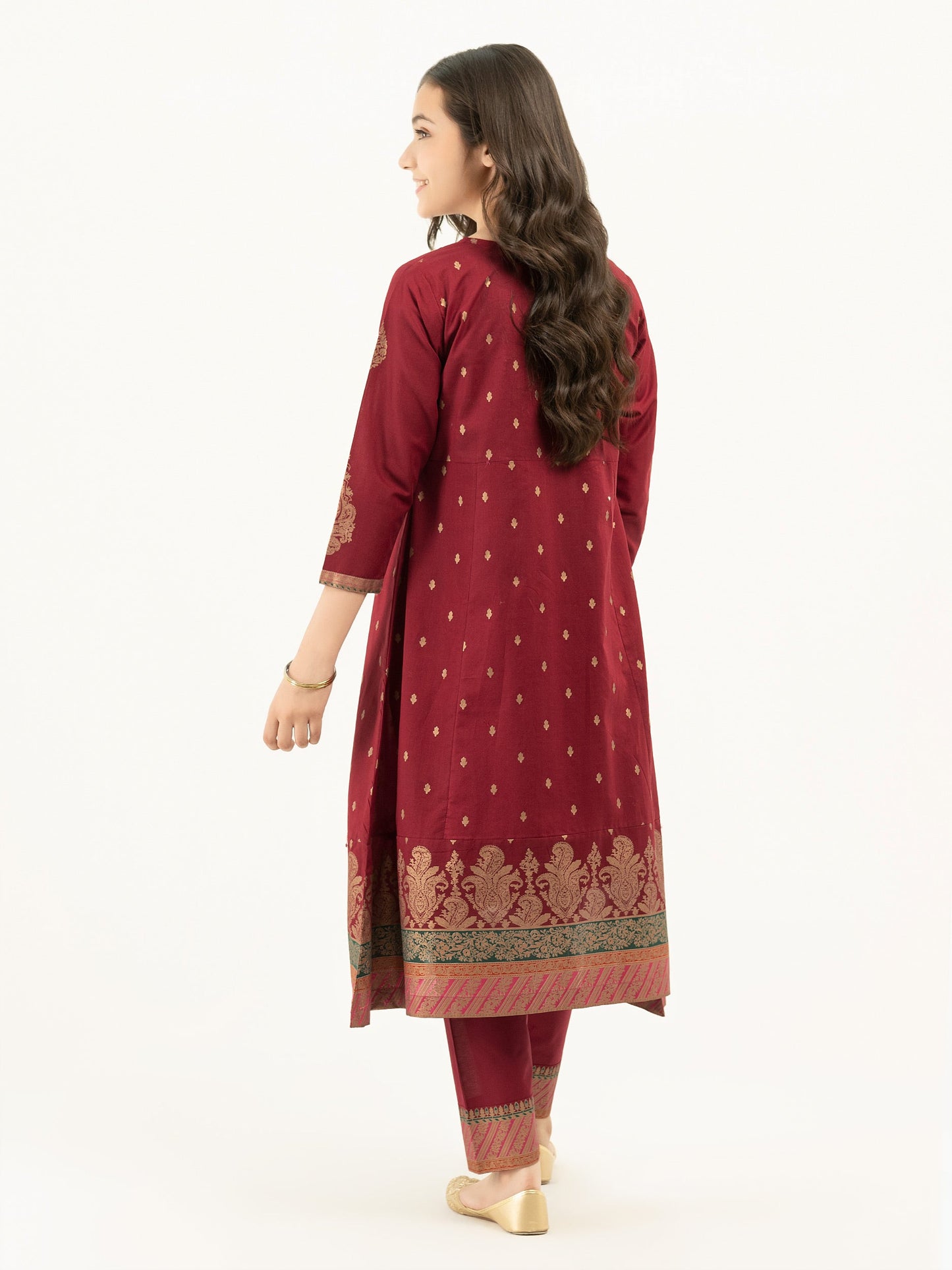 2 Piece Lawn Suit-Gold Paste Print (Pret)