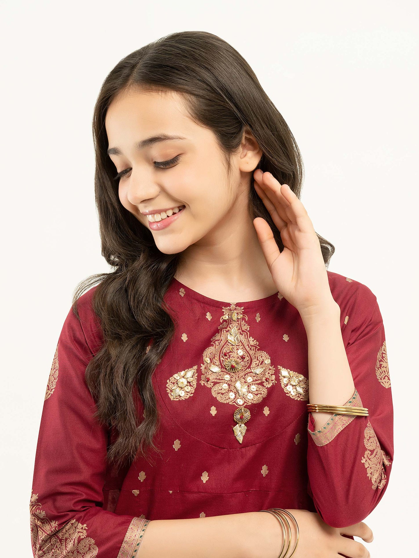 2 Piece Lawn Suit-Gold Paste Print (Pret)