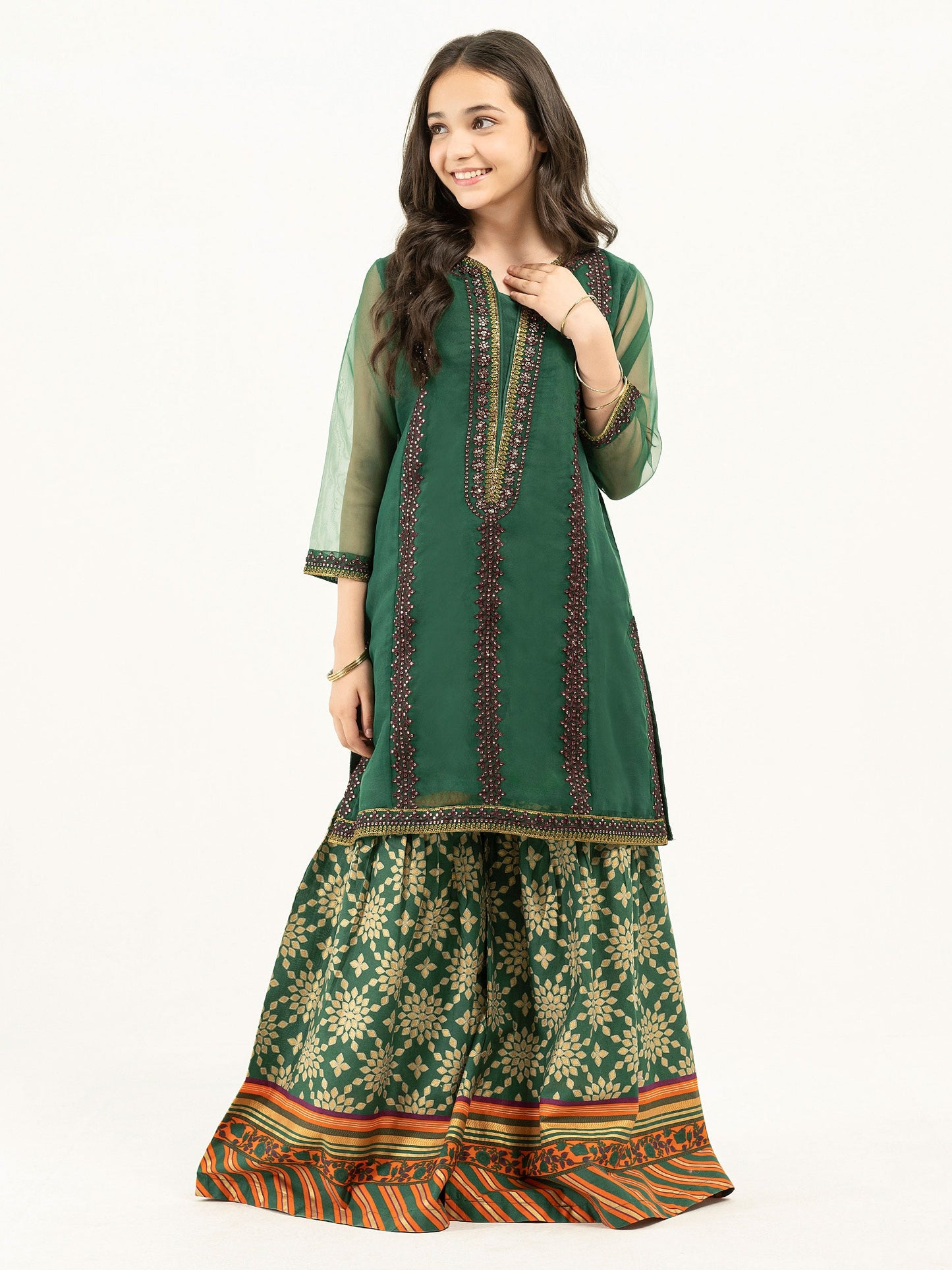 2 Piece Organza Suit-Embroidered (Pret)