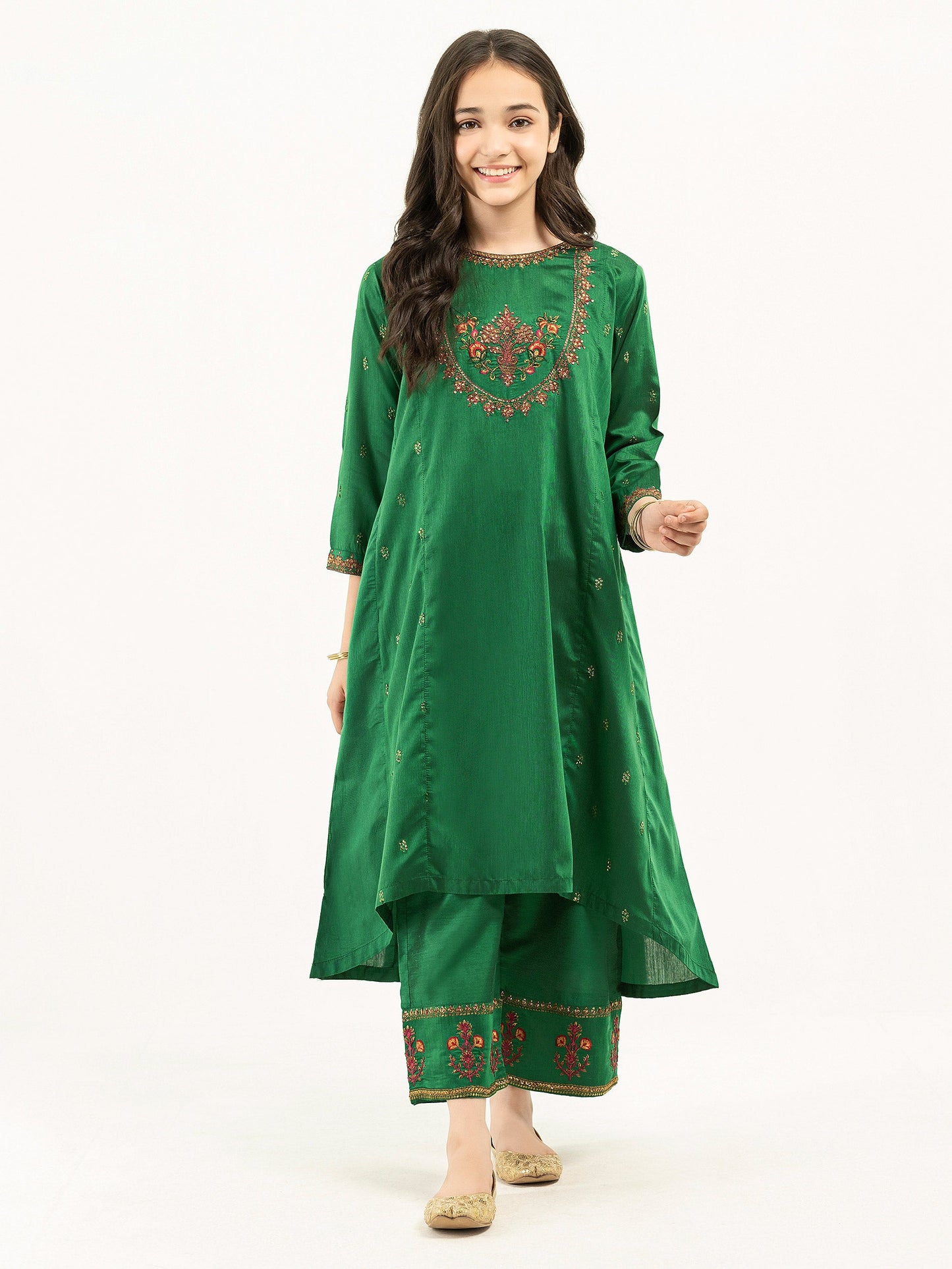2 Piece Raw-Silk Suit-Embroidered (Pret)