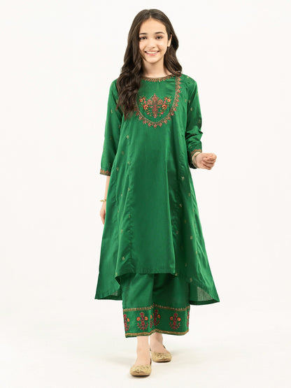 2 Piece Raw-Silk Suit-Embroidered (Pret)
